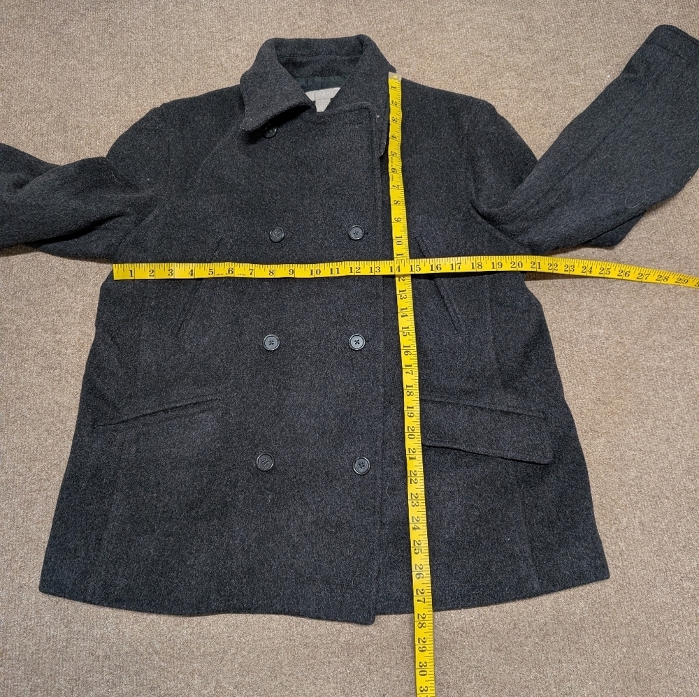 J. CREW Black Double Breasted Pea Coat Wool Cashmere (Women's Large) - Picture 6 of 6